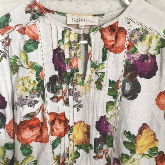 Brass & Roe Floral Long Sleeve Ruffle Bottom M - Picture 10 of 11